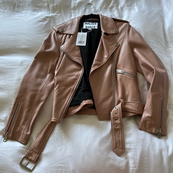 *NEW WITH TAGS* -Walter Baker Allison Leather Jacket in Rose Pink size XS - Picture 5 of 7